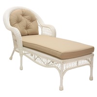 All Weather Wicker Lattice White Patio Chaise Lounge