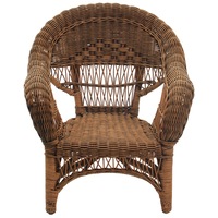 Kiddies Cane/Rattan Armchair - Antique Brown