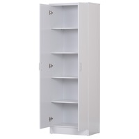 Double Door 5 Tier Cupboard Cabinet in White 180cm