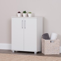 Double Door Cupboard Cabinet w/ 3 Shelves in White