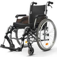EQUIPMED Portable Wheelchair Folding Lightweight Mobility Wheel Chair Alloy 24" Inch Elderly Aid