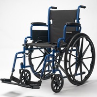 EQUIPMED Portable Wheelchair Folding Lightweight Mobility Wheel Chair 24" Inch Elderly Aid, Blue