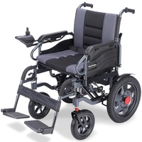 EQUIPMED Electric Folding Wheelchair, Wide Bariatric Chair Seat, Comfortable for S-XL, Long Range, Lithium Battery, Black/Grey