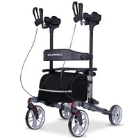 EQUIPMED Upright Rollator Walker with Forearm Rest Supports, Mobilty Aid with Seat, Grey
