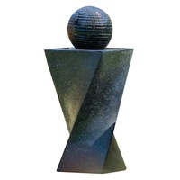 PROTEGE Bird Bath Solar Water Fountain Contemporary Twisted Design with LED Lights - Black