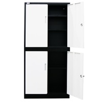 FORTIA Stationery Office Cabinet 4-Door Steel Lockable Storage Office School Home Shelves Drawer, Black
