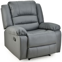 FORTIA Luxury Recliner Lounge Chair, Single Faux Leather Armchair, for Home Theatre Cinema, Elderly, Grey