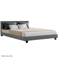 KINGSTON SLUMBER King Size Bed Frame, Upholstered Fabric Base with Headboard, Grey