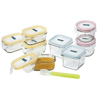 Glasslock Baby Food Glass Container 9pc Set W/ Lid & Silicon Spoon - 28099