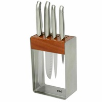 Furi Pro Stainless Steel 5pc Knife Block Set - 5 Piece Japanese Stainless Steel