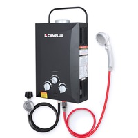 CAMPLUX Tankless Gas Water Heater 8L Outdoor LPG Instant Hot Shower System Black