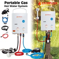 CAMPLUX Tankless Gas Hot Water System with 12V Water Pump and Garden Hose Fittings, 8L/Min Outdoor Portable Water Heater, Camping Shower, LPG Propane Instant Hot Boiler, Caravan Water System