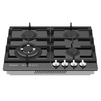 GASLAND chef 60cm Gas Cooktop, 4 Burners Safety Knob Control Kitchen Stove, 4 Zone Cast Iron Trivet, Black Glass Surface, NG LPG Cooking Stove, SAA Approval