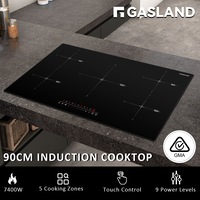 GASLAND chef 90CM Electric Induction Cooktop with 5 Burners, Slide Touch Control Kitchen Cooker with 5 Cooking Zone, Shut Down Procedure, Boost Function, Keep Warm Function, SAA Approval