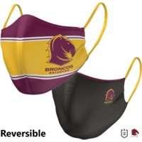 Brisbane Broncos NRL Small Adult Reversible Washable Face Mask
