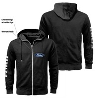 Ford Logo Zip Hoody Jumper Jacket Sweater Black
