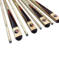 FULL ASH With Red Wood Flame Pool Snooker Billiard Cue Set of 4