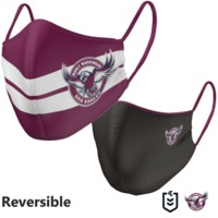 Manly Sea Eagles NRL Large Adult Reversible Washable Face Mask