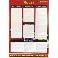 Pool Snooker Billiard Eight Ball Devils Pool American Pool Table RULE BOOK CHART POSTER Laminated