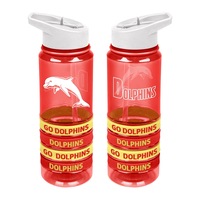 Dolphins NRL Tritan Drink Water Bottle with Wrist Bands