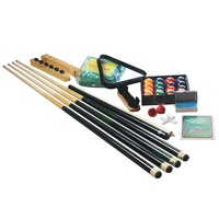 Snooker Pool Billiard Table Accessories Kit Pack Cues Balls Triangle Brush Rules Chalk Cover Rest