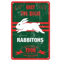 South Sydney Rabbitohs NRL Retro Tin Wall Sign Obey The Rules