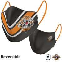 Wests Tigers NRL Large Adult Reversible Washable Face Mask