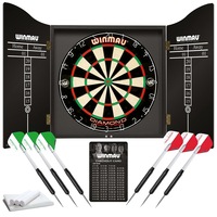 WINMAU Professional Dartboard Set - Diamond Plus Dart Board + Cabinet Includes 2 x sets of Darts