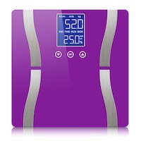 SOGA Glass LCD Digital Body Fat Scale Bathroom Electronic Gym Water Weighing Scales Purple