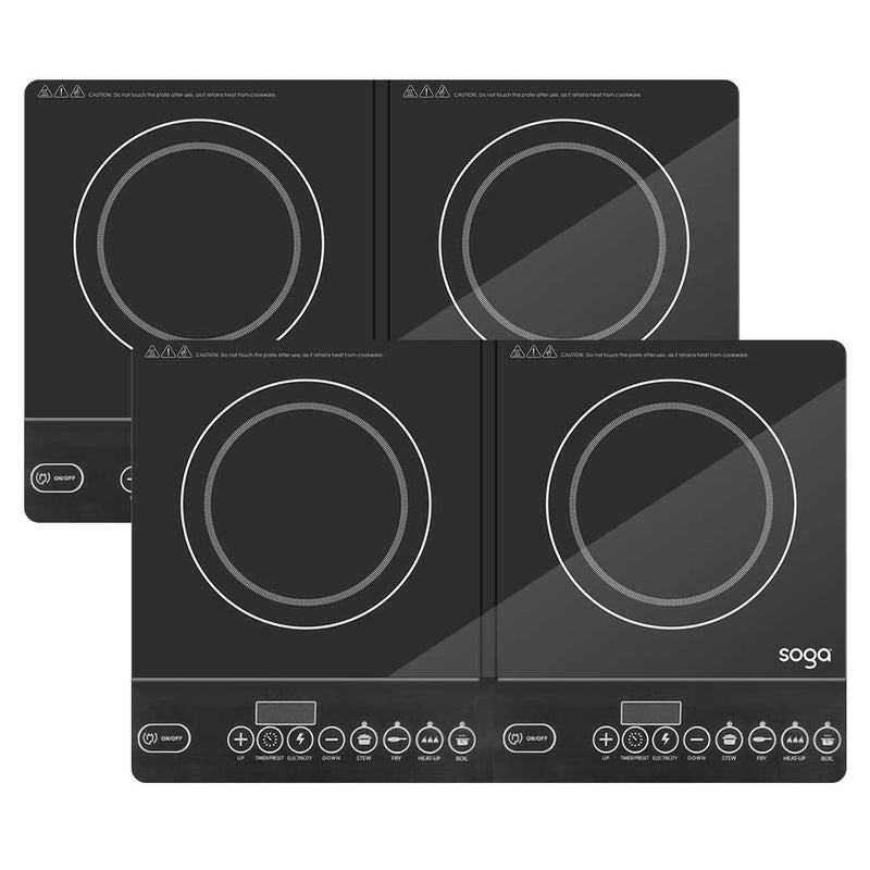SOGA 2X Cooktop Portable Induction LED Electric Double Duo Hot Plate Burners