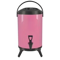 SOGA 8L Stainless Steel Insulated Milk Tea Barrel Hot and Cold Beverage Dispenser Container with Faucet Pink