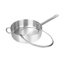 SOGA 26cm Stainless Steel Saucepan Sauce pan with Glass Lid and Helper Handle Triple Ply Base Cookware