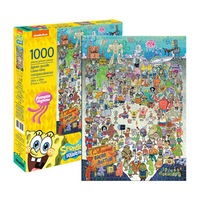 1000pc Aquarius SpongeBob SquarePants Cast 51x71cm Jigsaw Puzzle Game Play 14y+