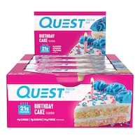 12pc Quest 60g High Protein Chewy Bar Healthy Snack Gym/Diet Treat Birthday Cake