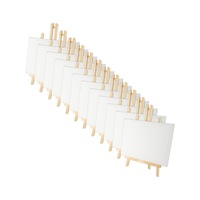 12x Art Boxd 7cm Square Small Stretched Canvas 280gsm Painting w/ Wooden Easel
