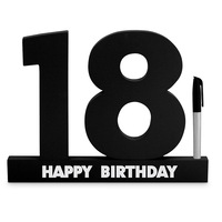 18th Black Signature Block w/Silver Text Novelty Birthday Message Party Statue