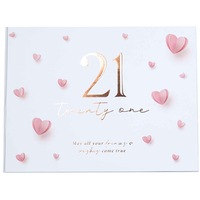 21st Birthday Heart Guest Book 23x18cm Novelty Party Signature Notepad 