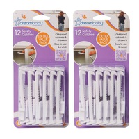 24pc Dreambaby Self-Locking Cabinet/Drawer Baby/Children Safety Catches White