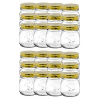 24pc Lemon & Lime 300ml Roma Glass Jars Preserve Jar Container w/ Gold Lids 