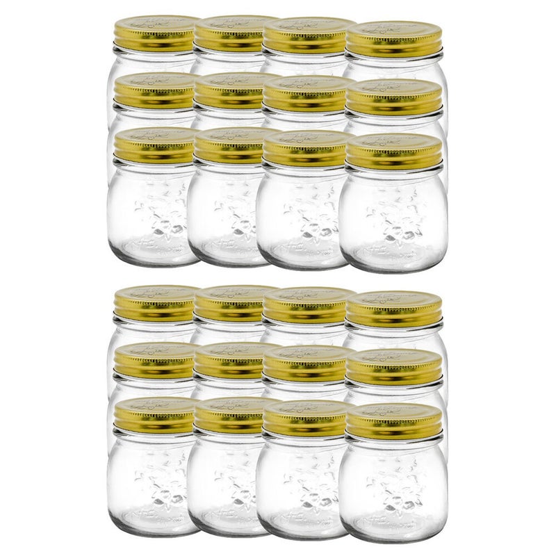 24pc Lemon & Lime 300ml Roma Glass Jars Preserve Jar Container w/ Gold Lids
