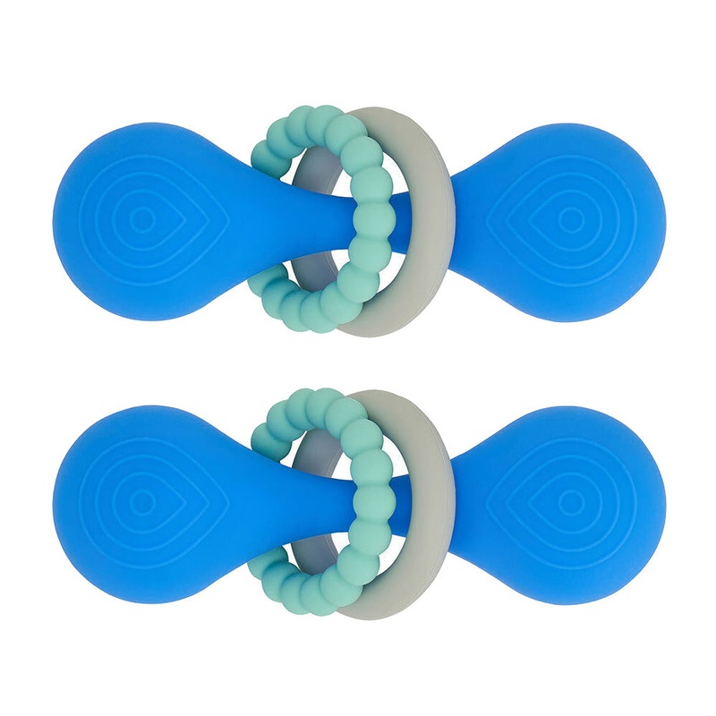 2PK Annabel Trends Silicone Dumbbell Rattle Baby/Infant Teether Chew Toy Blue Australia