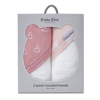 2PK Bubba Blue Bamboo 6.75x75cm Nordic Hooded Towel Baby 0-12m Dusty Berry/Rose