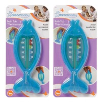 2PK Dreambaby Bath Tub Bathing/Shower Thermometer Fish Safety Protection Blue