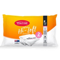 2PK Tontine Hi-Loft Gusset Sleeping Pillow Cushion Rectangle Home Bedding White