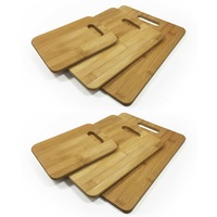 2x 3PK Bamboo Chopping Cutting Boards Kitchen Wooden Serving Board Platter Brown