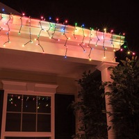 2x 2m Colour Decorative Christmas Solar Curtain Static/Flashing 100 LED Lights