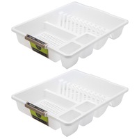 2x Lemon & Lime 45cm x 36cm Plates/Bowls/Cutlery Dish Drainer/Rack/Holder White