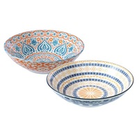2x Lemon & Lime Moroccan Deco 23x6cm Ceramic Serving Food/Soup Bowl Round Asstd