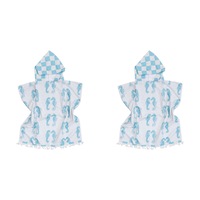 2x LVD Kids Microfibre Poncho Towel w/ Bag Quick-Dry Bath/Beach 70cm Seahorses
