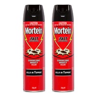 2x Mortein 320g Click Rapid Kill Crawling Insect Cockroaches Indoor Spray Killer